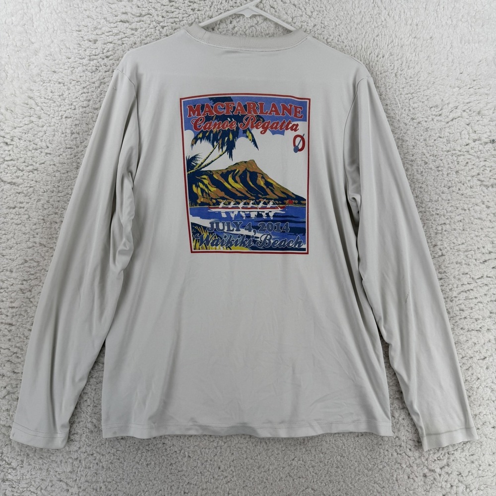 Outrigger Macfarlane Canoe Regatta Shirt Mens Large Gray LS Waikiki Beach